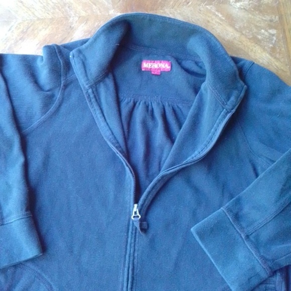 🍀EUC Black 100% Cotton Merona Full Zip Sweater Jacket!!!! - Picture 4 of 8